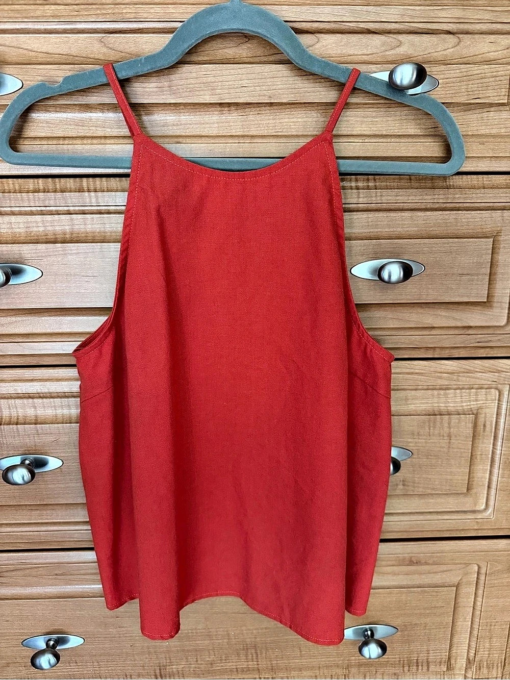 Redish/orange Button-Back Tank Top Like New